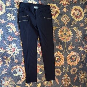 Athleta Black Leggings with Stretchy Fit and Edgy Zipper Accents